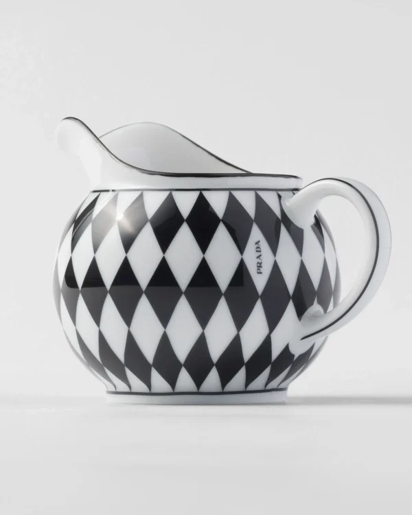 Tea And Coffee*Prada Porcelain milk jug and sugar bowl set - Checkerboard White/black