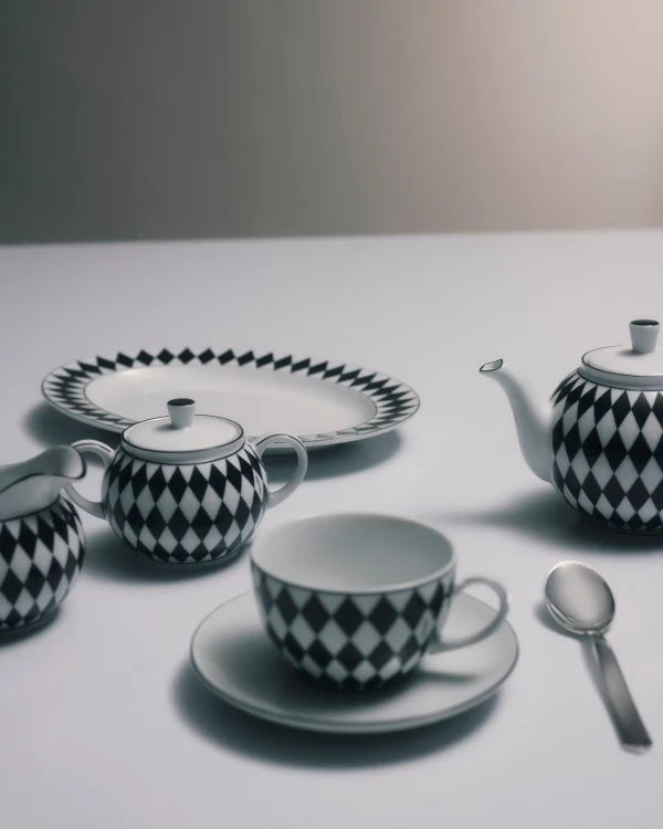 Tea And Coffee*Prada Porcelain milk jug and sugar bowl set - Checkerboard White/black