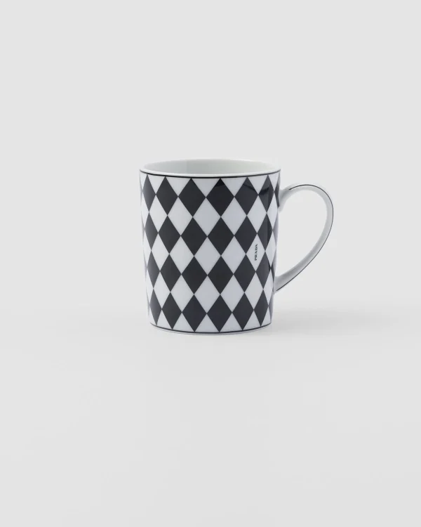 Tea And Coffee*Prada Porcelain mug - Checkerboard White/black