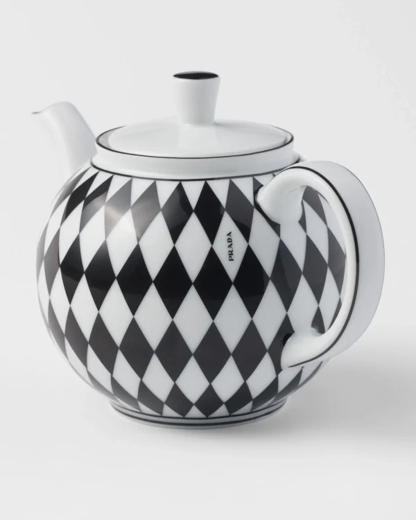 Tea And Coffee*Prada Porcelain teapot - Checkerboard White/black