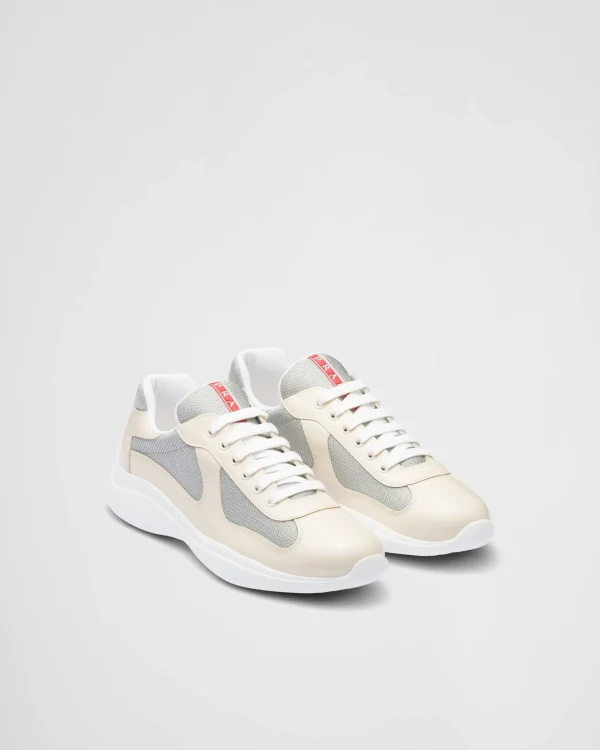 America's Cup | Sneakers*Prada America's Cup patent leather and bike fabric sneakers Ivory/silver