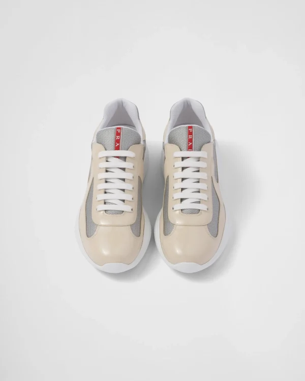 America's Cup | Sneakers*Prada America's Cup patent leather and bike fabric sneakers Ivory/silver