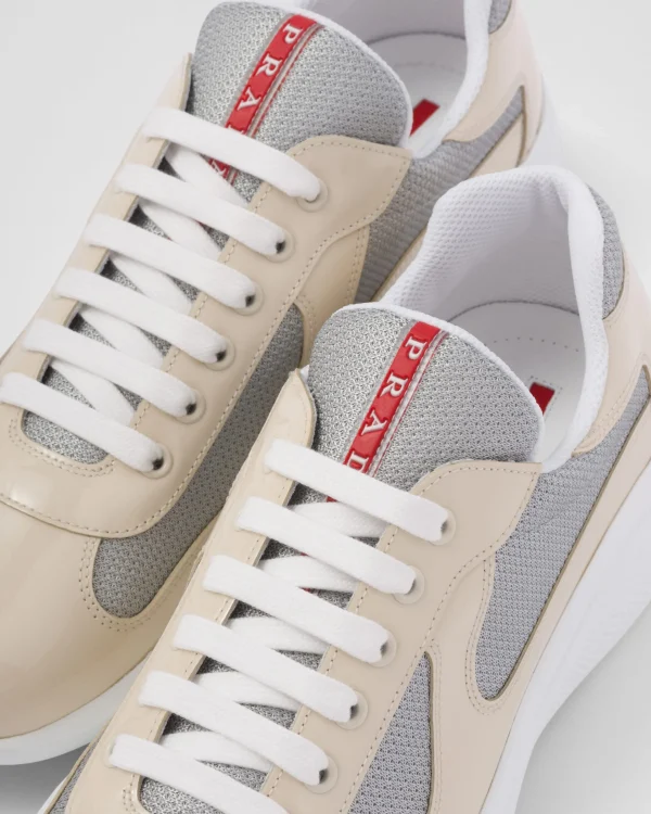 America's Cup | Sneakers*Prada America's Cup patent leather and bike fabric sneakers Ivory/silver