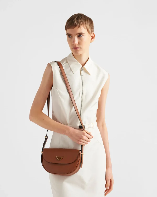 Shoulder Bags | Shoulder Bags*Prada Arqué leather shoulder bag with flap Cognac