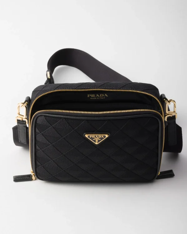 Messenger Bags*Prada Brique embroidered fabric bag Black