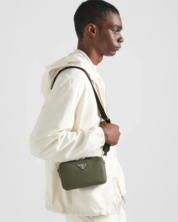 Messenger Bags*Prada Brique Saffiano leather bag Lodengreen