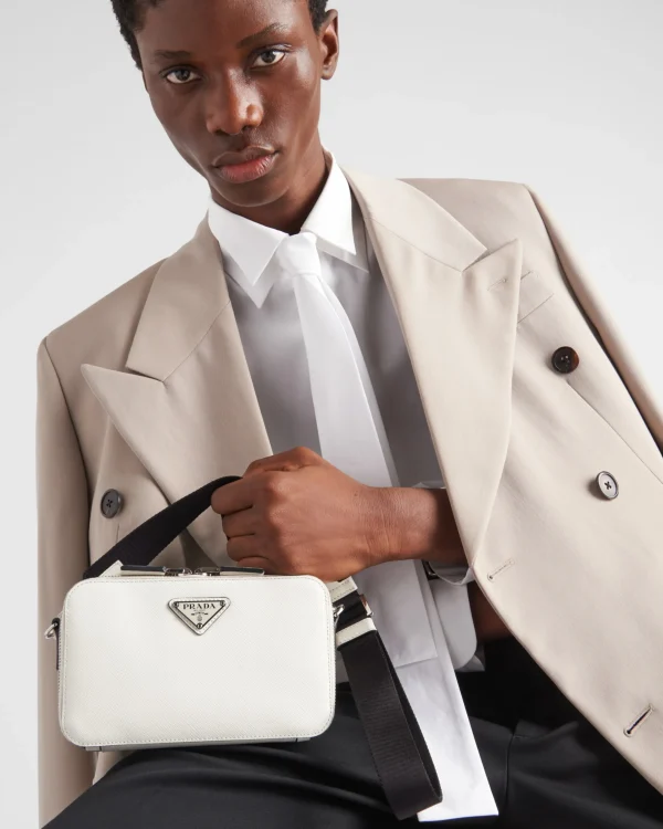 Messenger Bags*Prada Brique Saffiano leather bag White