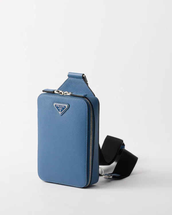 Backpacks And Belt Bags*Prada Brique Saffiano leather bag Aviatorblue