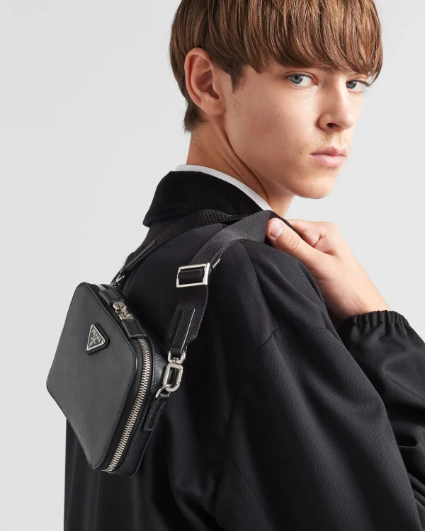 Messenger Bags*Prada Brique Saffiano leather bag Black