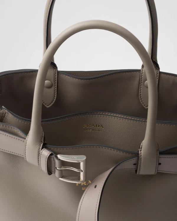 Briefcases | Briefcases*Prada Buckle large leather handbag with belt Claygrey