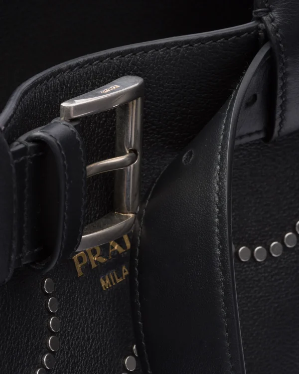 Top Handles | Top Handles*Prada Buckle large leather bag with appliqués Black