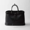 Briefcases | Totes*Prada Buckle leather bag with belt Black