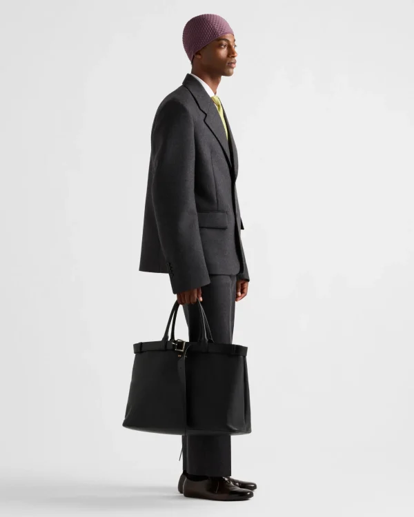 Briefcases | Totes*Prada Buckle leather bag with belt Black