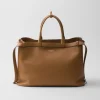 Briefcases | Totes*Prada Buckle leather handbag with double belt Caramel