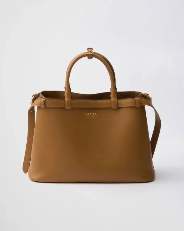 Top Handles | Top Handles*Prada Buckle medium leather handbag with double belt Caramel