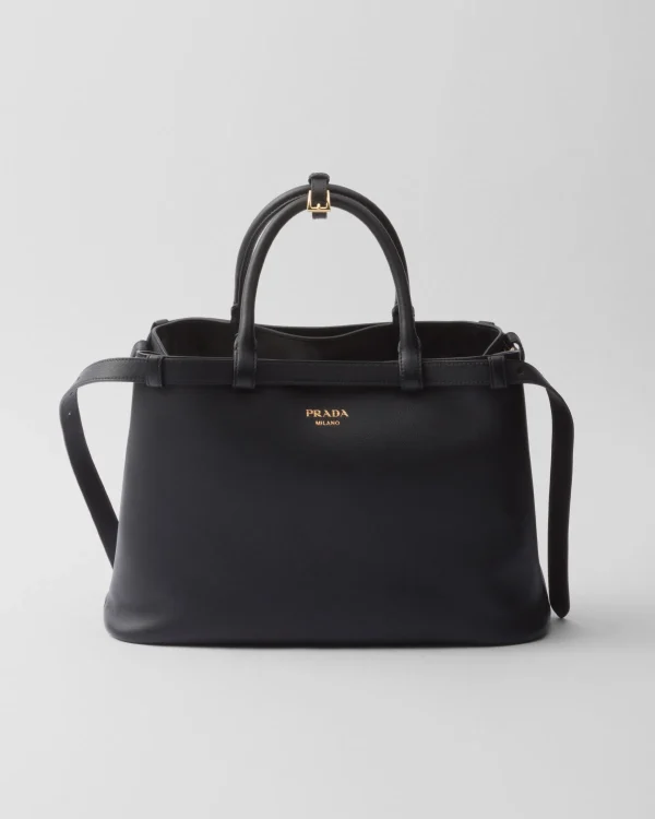 Top Handles | Top Handles*Prada Buckle medium leather handbag with double belt Black