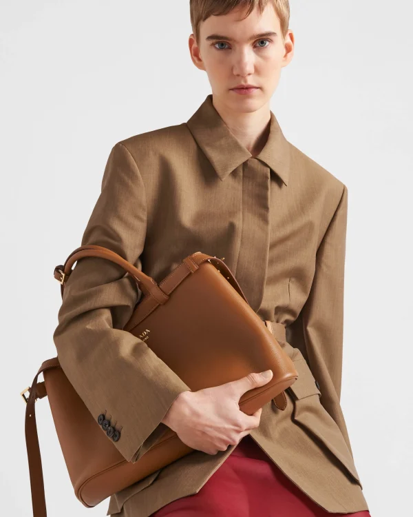 Top Handles | Top Handles*Prada Buckle medium leather handbag with double belt Caramel