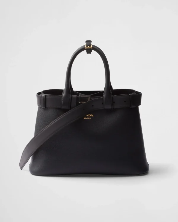 Top Handles | Top Handles*Prada Buckle small leather handbag with belt Black