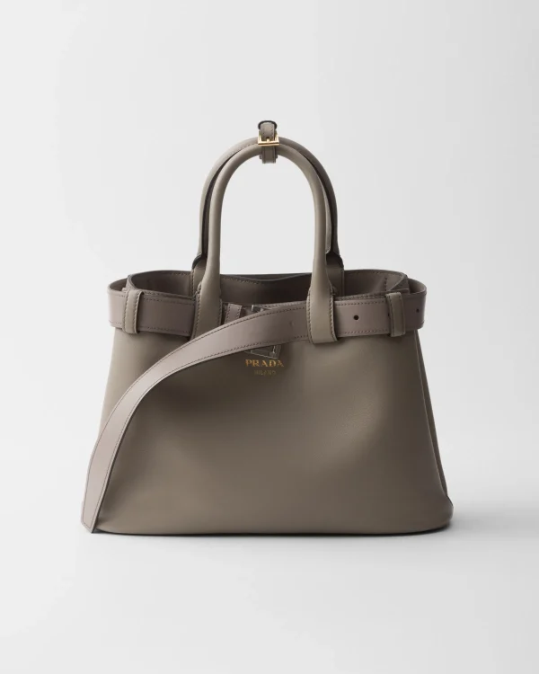 Top Handles | Top Handles*Prada Buckle small leather handbag with belt Claygrey