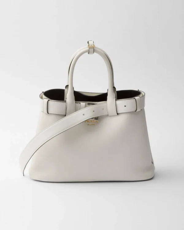 Top Handles | Top Handles*Prada Buckle small leather handbag with belt White/black