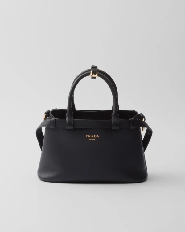 Top Handles | Top Handles*Prada Buckle small leather handbag with double belt Black