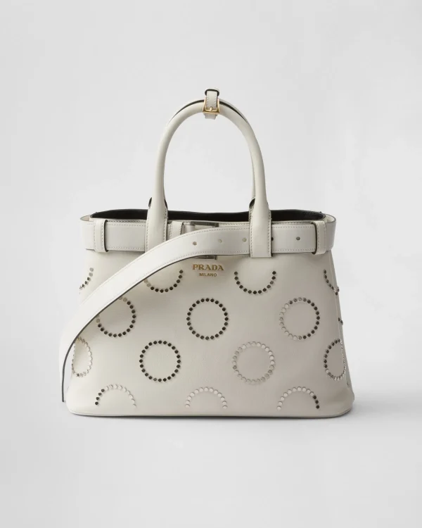 Top Handles | Top Handles*Prada Buckle small leather bag with appliqués White/black