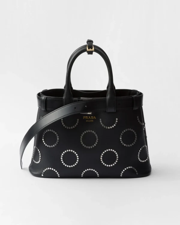 Top Handles | Top Handles*Prada Buckle small leather bag with appliqués Black