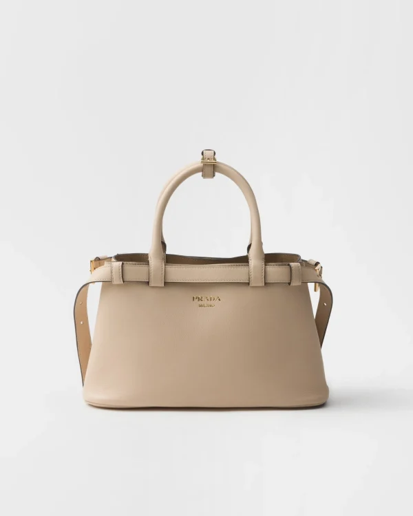 Top Handles | Top Handles*Prada Buckle small leather handbag with double belt Travertinestone