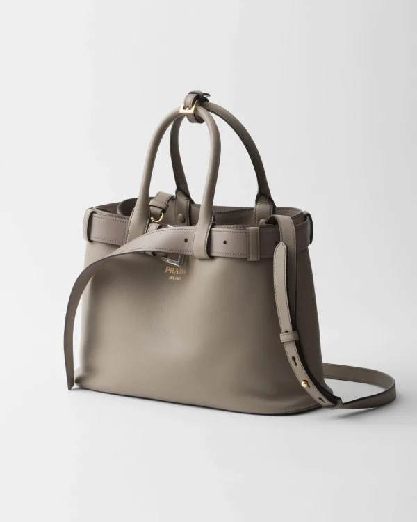 Top Handles | Top Handles*Prada Buckle small leather handbag with belt Claygrey