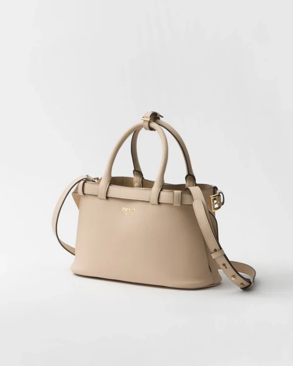 Top Handles | Top Handles*Prada Buckle small leather handbag with double belt Travertinestone