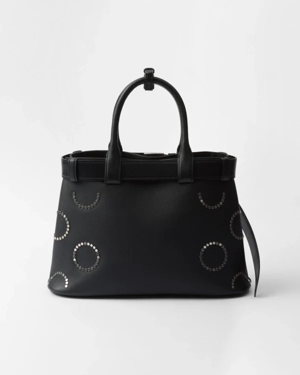 Top Handles | Top Handles*Prada Buckle small leather bag with appliqués Black