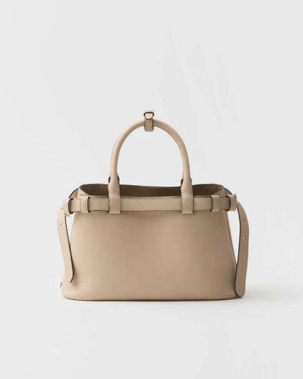 Top Handles | Top Handles*Prada Buckle small leather handbag with double belt Travertinestone