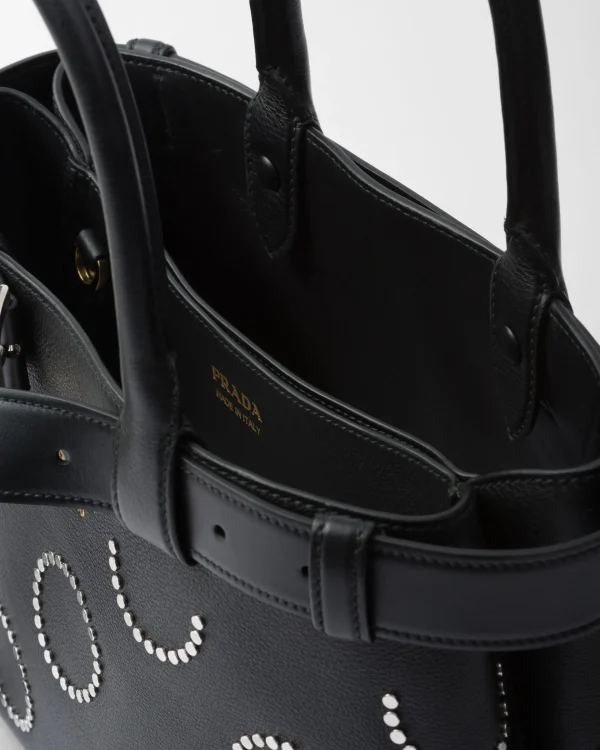 Top Handles | Top Handles*Prada Buckle small leather bag with appliqués Black