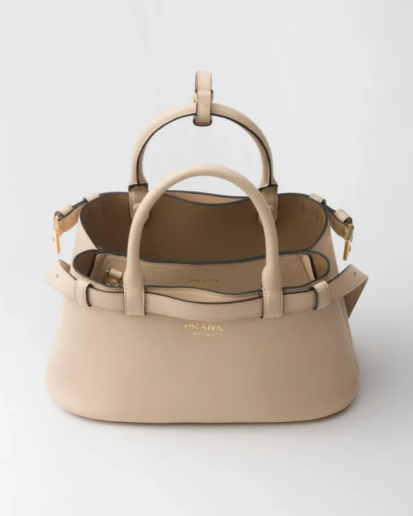 Top Handles | Top Handles*Prada Buckle small leather handbag with double belt Travertinestone