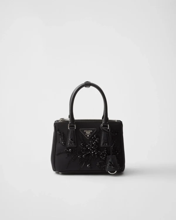 Mini Bags | Mini Bags*Prada Galleria embroidered Re-Nylon and Saffiano mini-bag Black