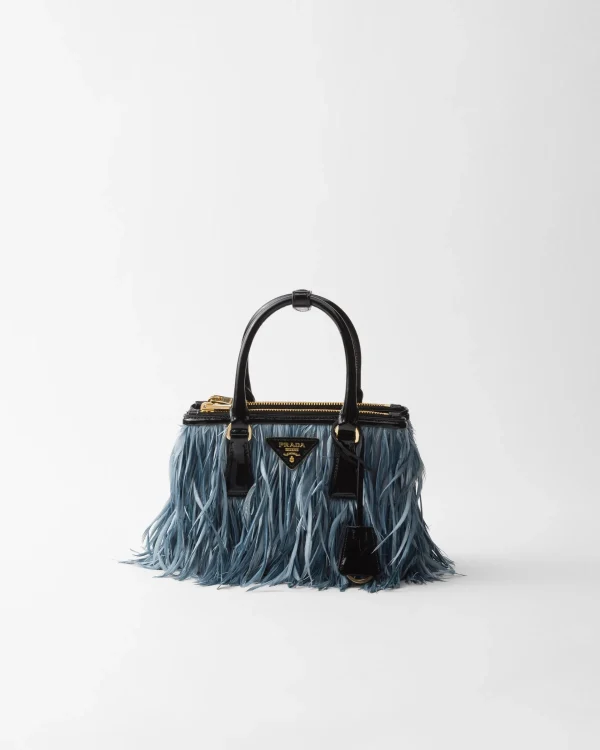 Mini Bags | Mini Bags*Prada Galleria mini-bag with feather trim Celeste/black