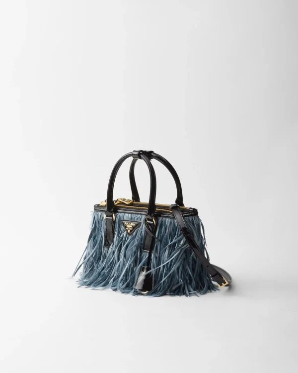 Mini Bags | Mini Bags*Prada Galleria mini-bag with feather trim Celeste/black