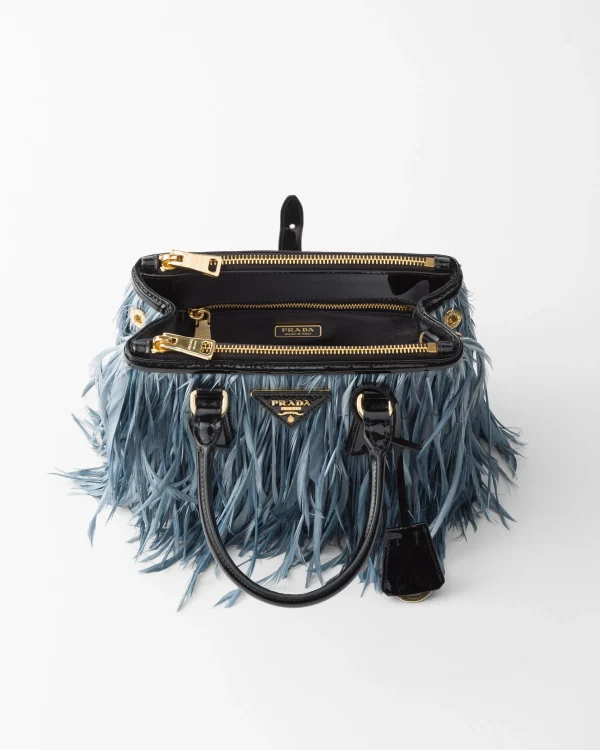 Mini Bags | Mini Bags*Prada Galleria mini-bag with feather trim Celeste/black