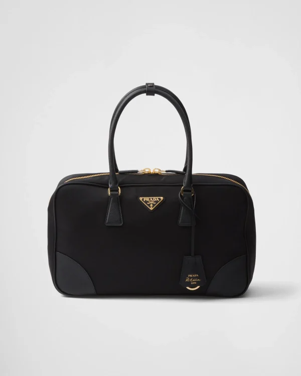 Top Handles | Top Handles*Prada Re-Edition 1978 large Re-Nylon and Saffiano leather two-handle bag Black