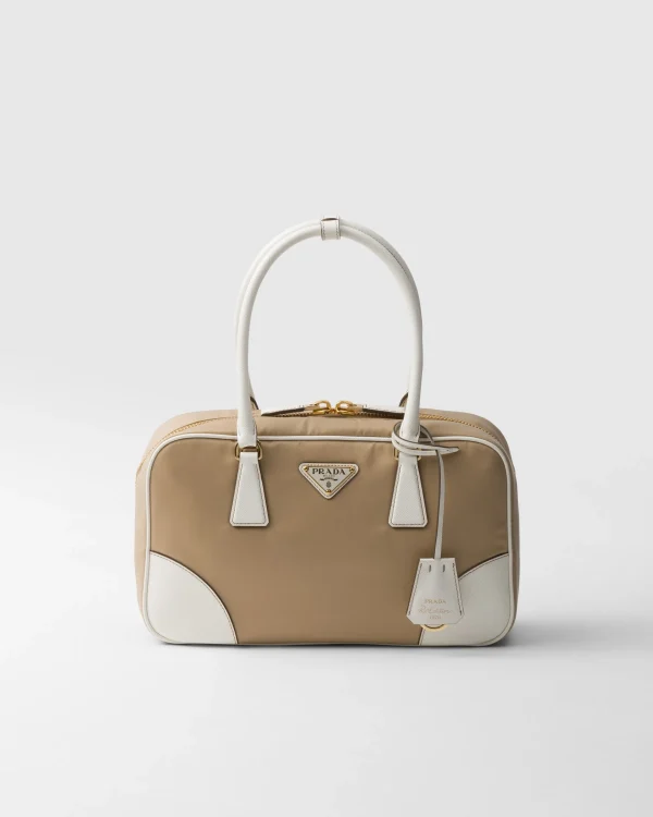 Top Handles | Top Handles*Prada Re-Edition 1978 medium Re-Nylon and Saffiano leather two-handle bag Camel/white