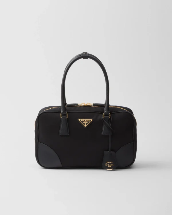 Top Handles | Top Handles*Prada Re-Edition 1978 medium Re-Nylon and Saffiano leather two-handle bag Black