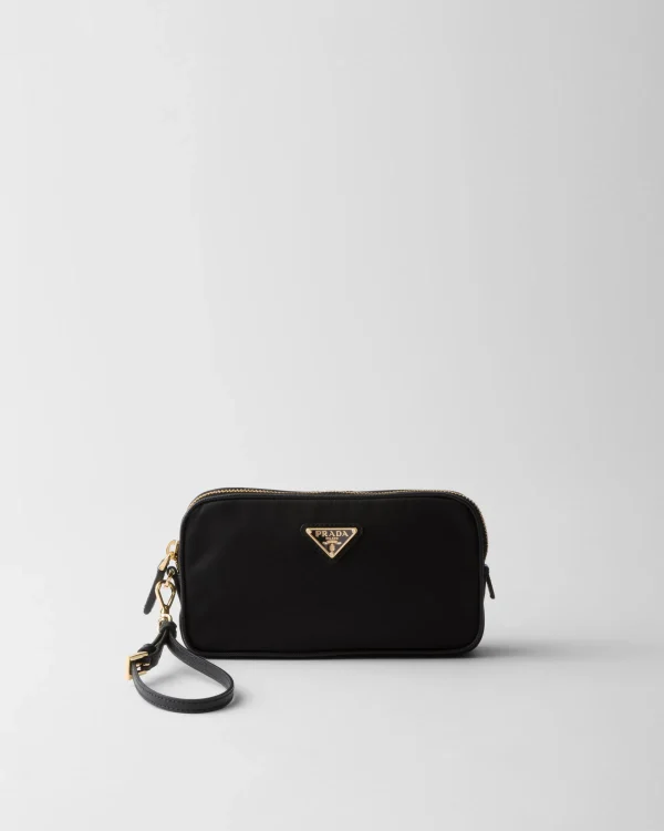 Pouches*Prada Re-Edition 1978 Re-Nylon and Saffiano leather pouch Black