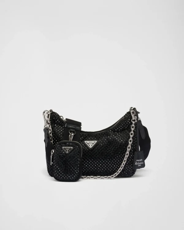 Shoulder Bags | Shoulder Bags*Prada Re-Edition 2005 satin bag with crystals Black