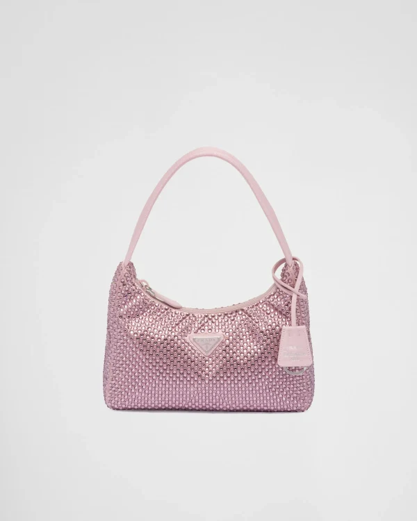 Mini Bags | Mini Bags*Prada Re-Edition Satin mini-bag with crystals Alabasterpink