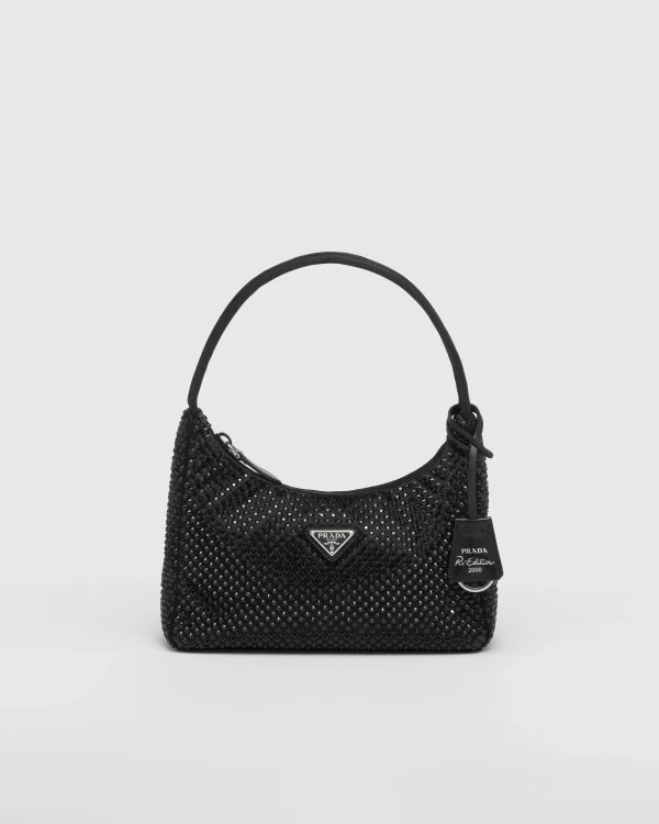 Mini Bags | Mini Bags*Prada Re-Edition Satin mini-bag with crystals Black