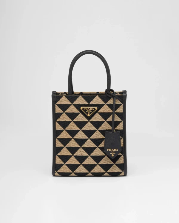 Mini Bags | Mini Bags*Prada Symbole embroidered fabric mini bag Black/beige