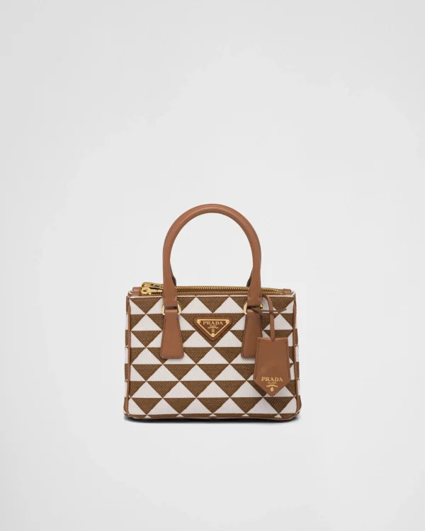 Mini Bags | Mini Bags*Prada Symbole embroidered fabric mini bag Tobacco/chalkwhite