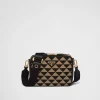 Messenger Bags*Prada Symbole embroidered fabric bag Black/beige