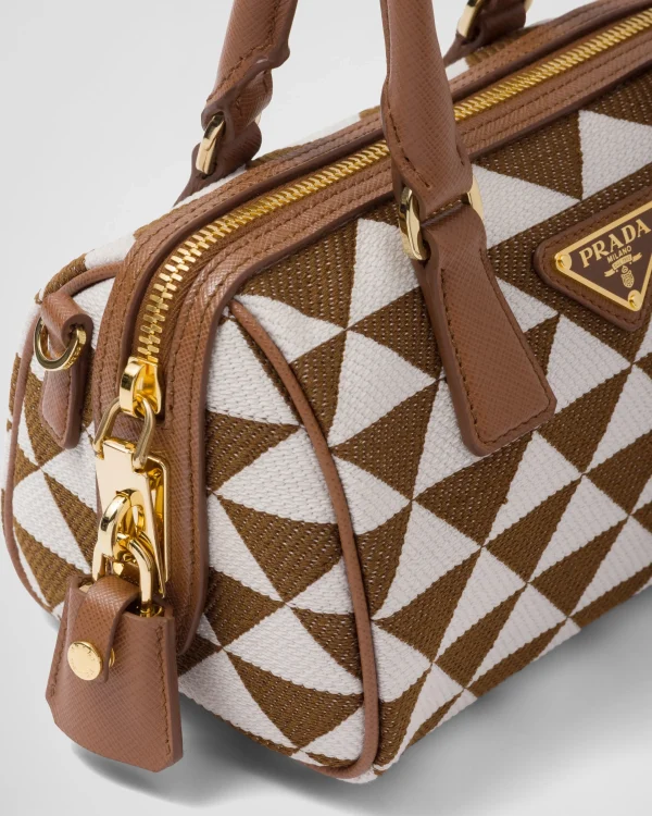 Mini Bags | Mini Bags*Prada Symbole embroidered fabric top-handle bag Tobacco/chalkwhite