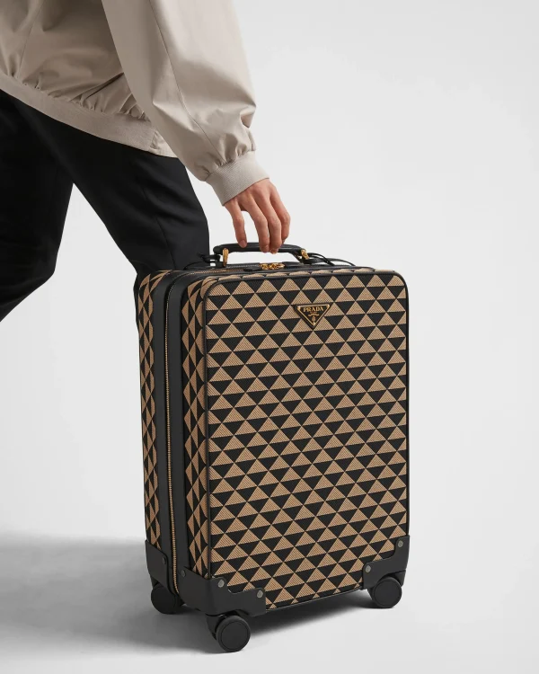 Luggage And Carry On | Luggage And Carry On*Prada Symbole embroidered fabric trolley Black/beige